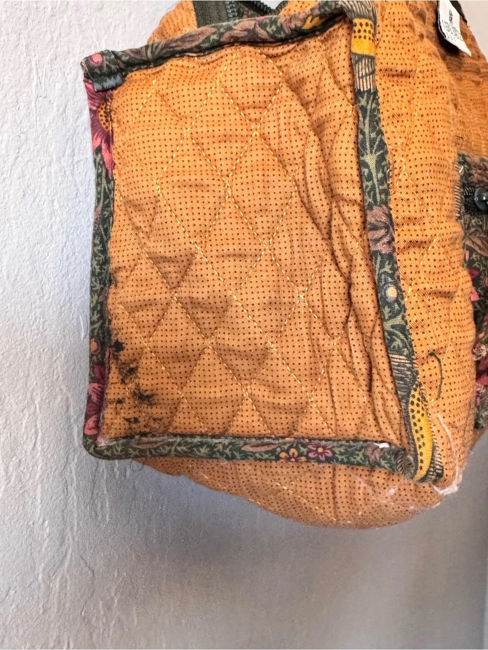 Vera Bradley Vintage 90’s Quilted Botanical Shoulder Bag Olive & Pink